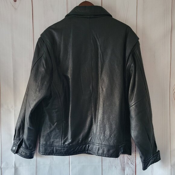 Vintage 90’s PEPSI Men’s L Classic Black Leather Bomber Jacket, Lined, NWOT - Picture 5 of 11